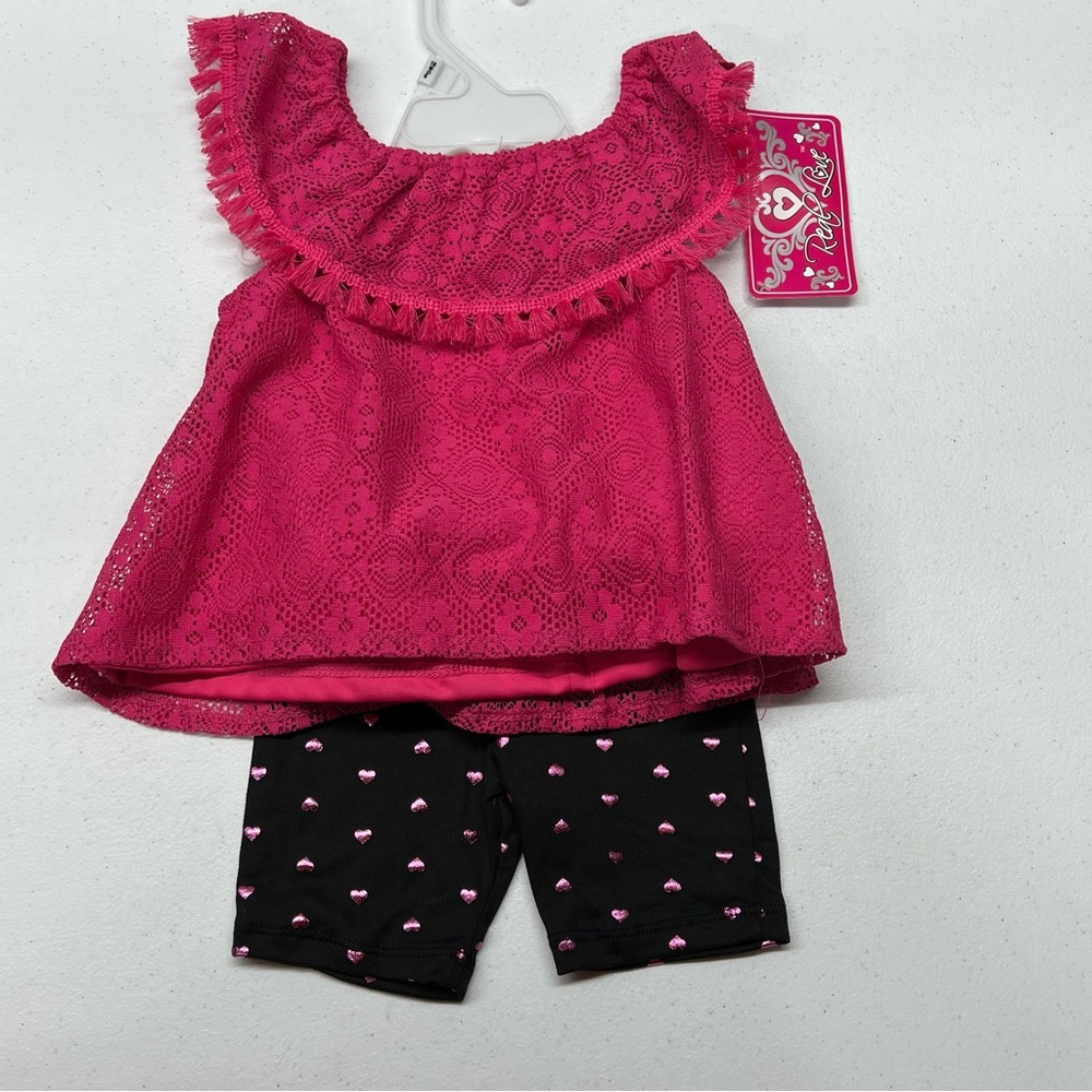 Real Love Girls 2 Pc. Pink Shorts & Tank Top Set - Size 18 months